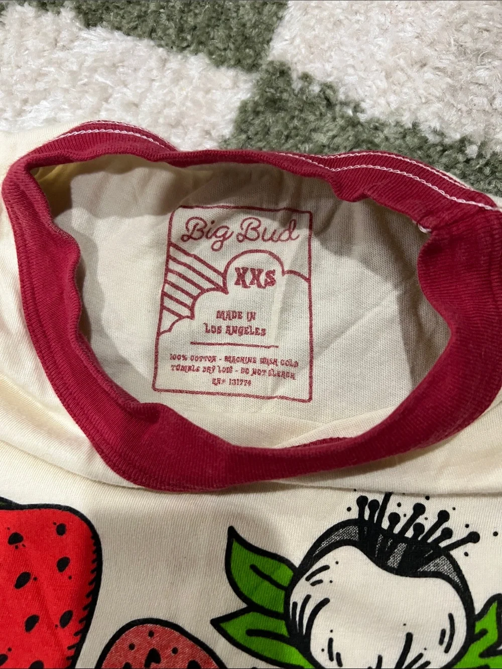 Big Bud press Strawberry Graphic Ringer Tee - Red & Cream - Picture 2 of 3